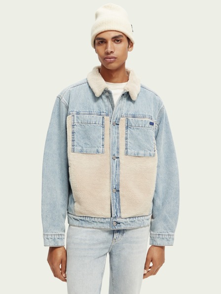 Scotch & Soda Modrá pánská denimová zateplená bunda Scotch & Soda