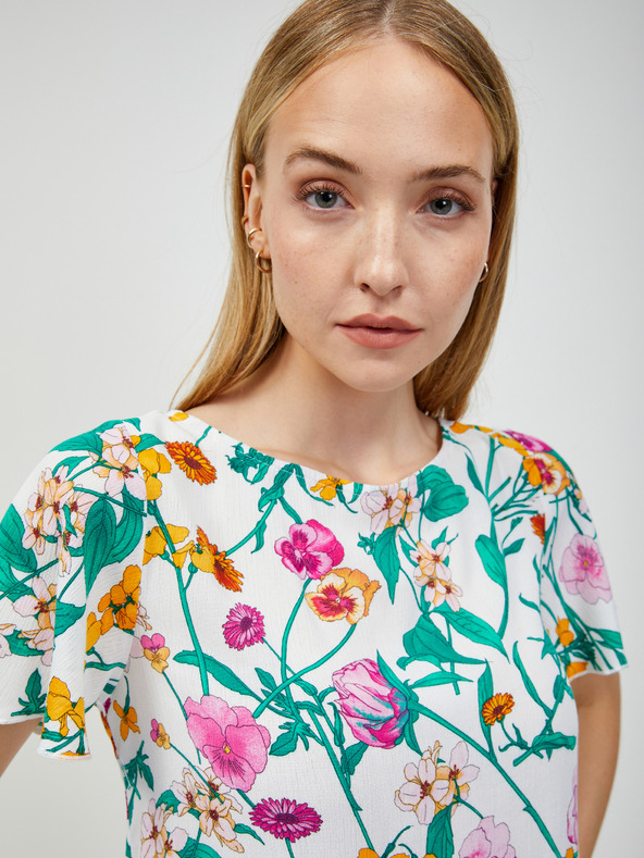 Orsay Zeleno-bílá květovaná halenka se zavazováním na zádech ORSAY