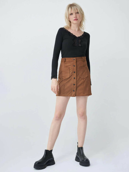 Salsa Jeans Hnědá mini sukně v semišové úpravě Salsa Jeans
