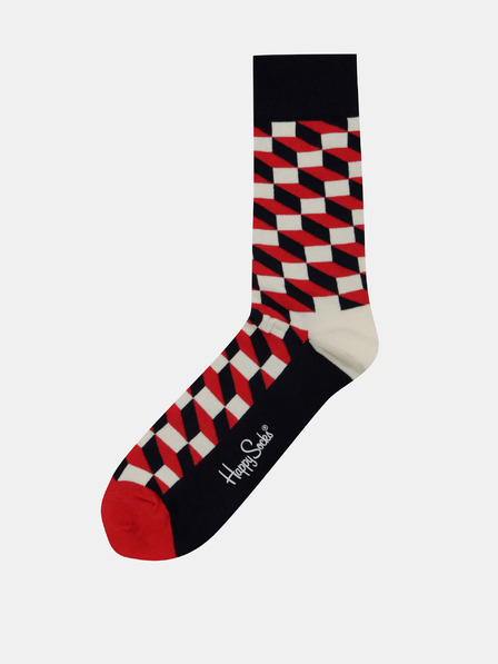 Happy Socks Černo-červené vzorované ponožky Happy Socks Filled Optic
