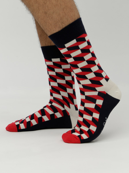 Happy Socks Černo-červené vzorované ponožky Happy Socks Filled Optic