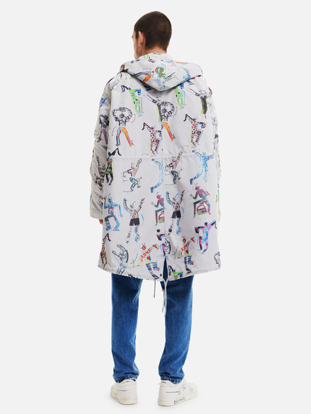 Desigual Světle šedá pánská vzorovaná parka s odepínací vsadkou Desigual Fele