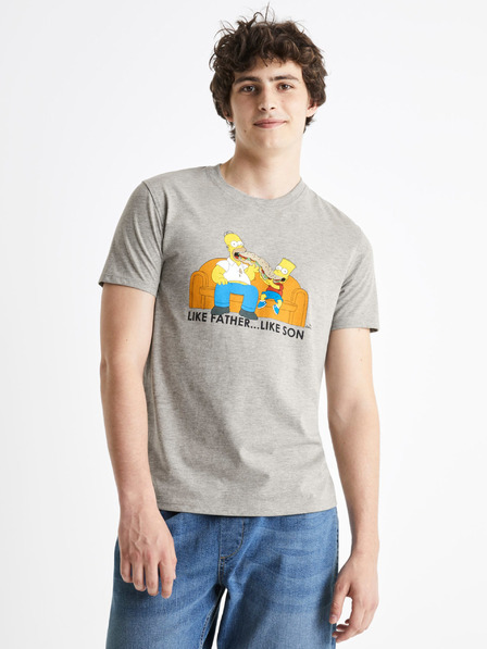 Celio Šedé pánské tričko Celio The Simpsons