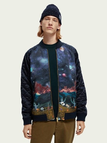 Scotch & Soda Tmavě modrá pánská vzorovaná bunda Scotch & Soda