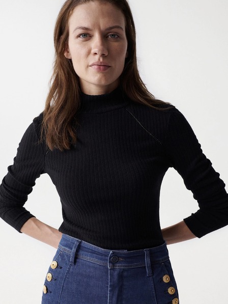 Salsa Jeans Černý dámský žebrovaný svetr Salsa Jeans Austria