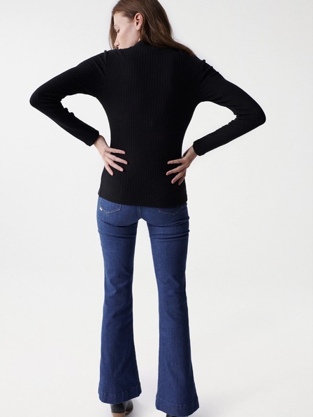 Salsa Jeans Černý dámský žebrovaný svetr Salsa Jeans Austria