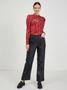 Orsay Červené dámské vzorované tričko s dlouhým rukávem ORSAY Paisy