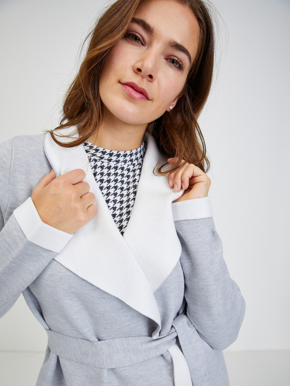 Orsay Světle šedý dámský kardigan se zavazováním ORSAY