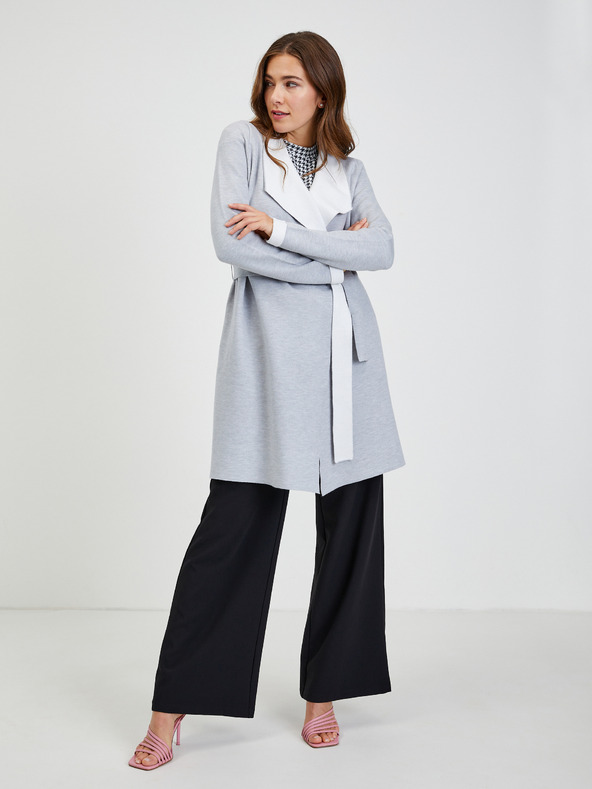 Orsay Světle šedý dámský kardigan se zavazováním ORSAY