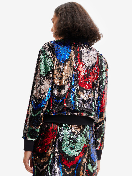 Desigual Červeno-černý dámský bomber s flitry Desigual Sequin