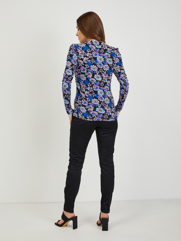 Orsay Fialovo-černé dámské květované tričko ORSAY