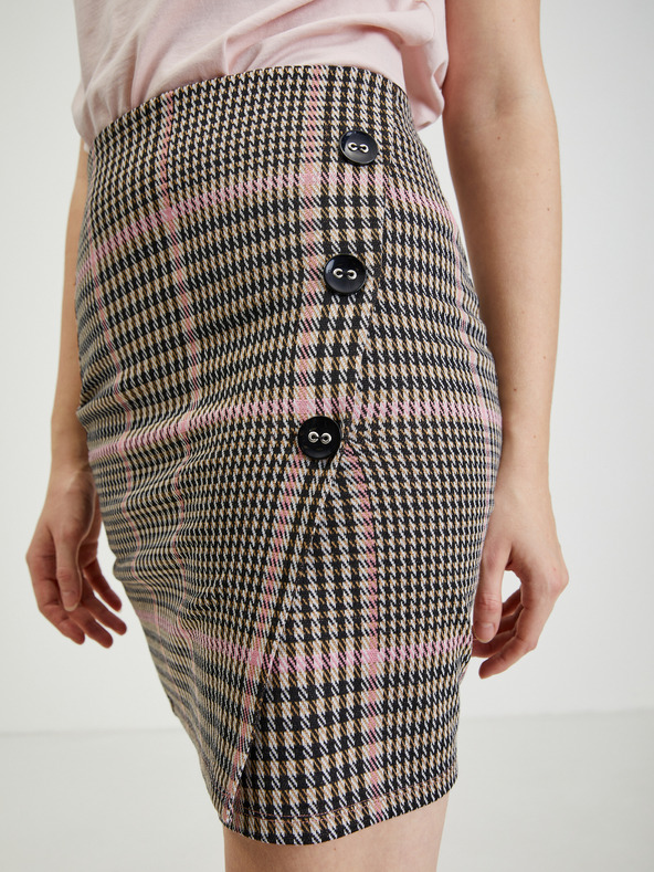 Orsay Růžovo-černá dámská vzorovaná pouzdrová sukně ORSAY