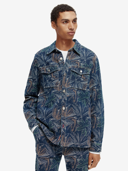 Scotch & Soda Tmavě modrá pánská vzorovaná džínová bunda Scotch & Soda