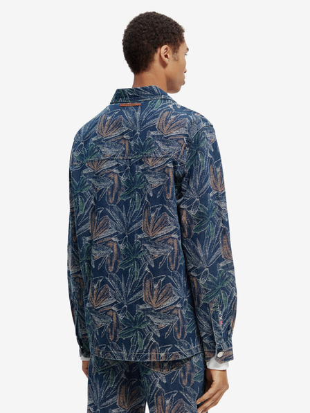 Scotch & Soda Tmavě modrá pánská vzorovaná džínová bunda Scotch & Soda