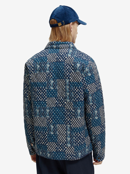 Scotch & Soda Modrá pánská vzorovaná prošívaná košilová bunda Scotch & Soda