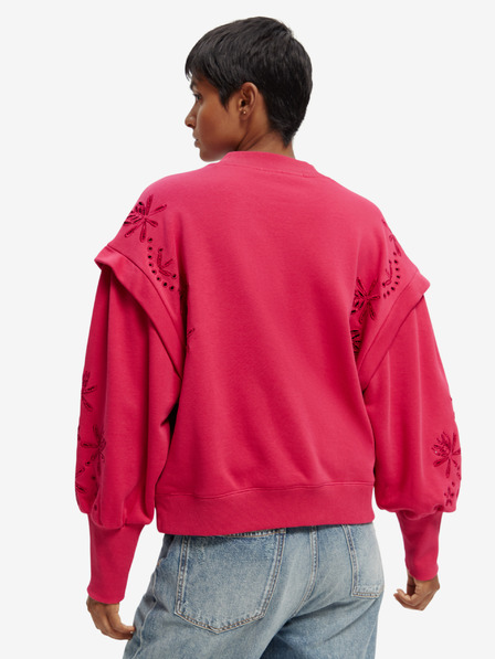 Scotch & Soda Tmavě růžová dámská oversize mikina s balonovými rukávy Scotch & Soda