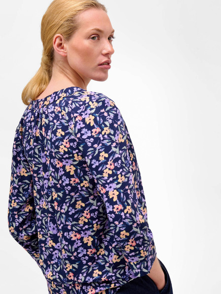 Orsay Fialovo-modrá květovaná halenka s tříčtvrtečním rukávem ORSAY