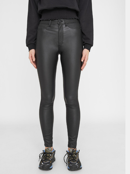 Noisy May Černé koženkové skinny fit kalhoty Noisy May Callie