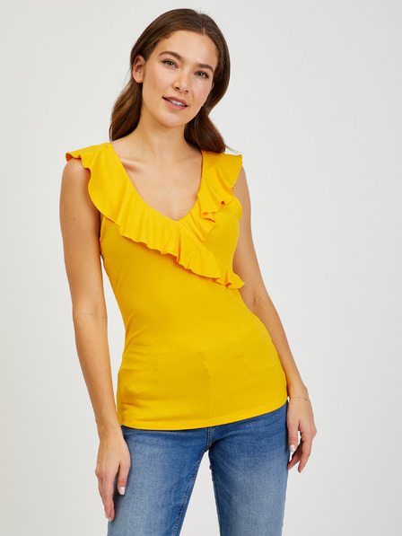 Orsay Žluté dámské tričko s volány ORSAY