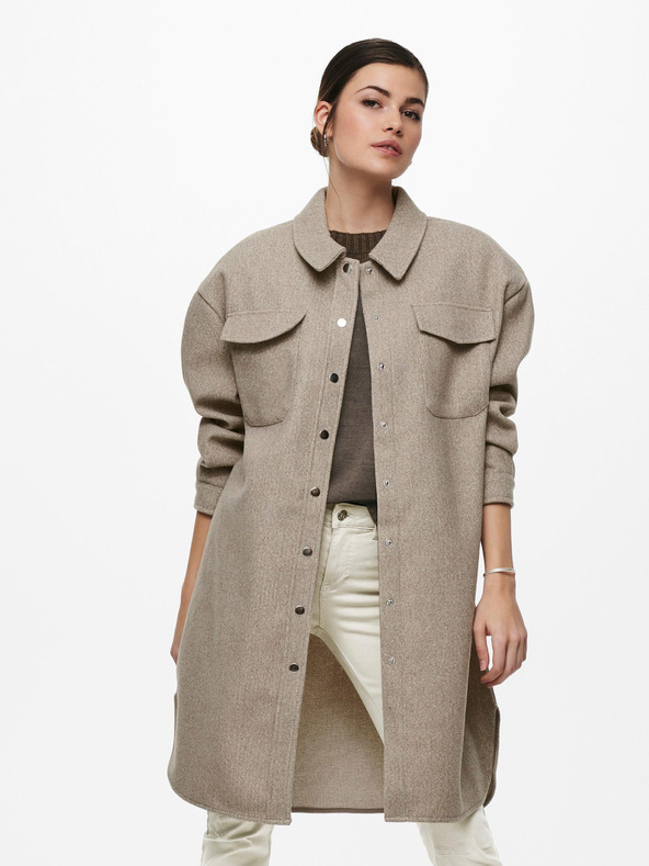 ONLY Béžový dámský lehký košilový kabát ONLY Elaine