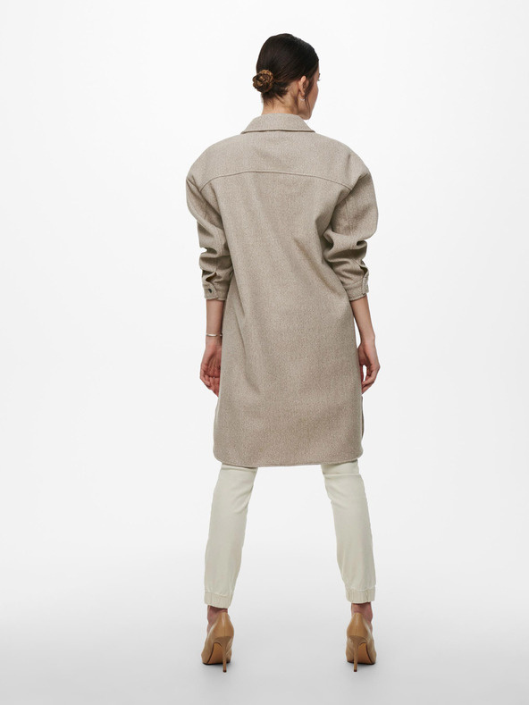 ONLY Béžový dámský lehký košilový kabát ONLY Elaine