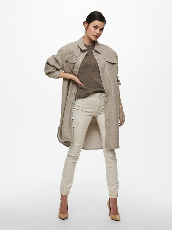 ONLY Béžový dámský lehký košilový kabát ONLY Elaine