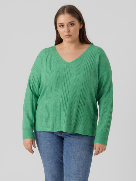 Vero Moda Curve Zelený dámský svetr VERO MODA CURVE Minnie