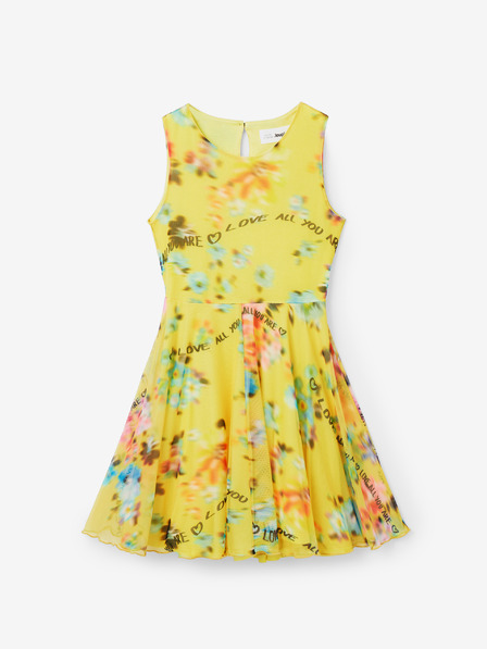 Desigual Žluté holčičí květované šaty Desigual Gardenia