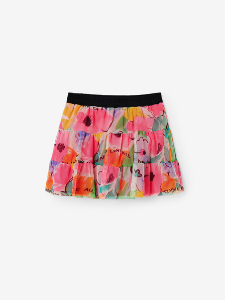 Desigual Růžová holčičí květovaná sukně Desigual Flowers