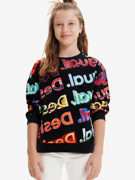 Desigual Černá dětská vzorovaná mikina Desigual Sweat Xocolat