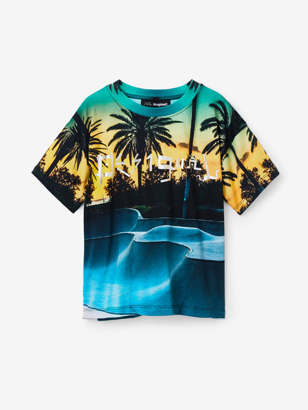 Desigual Žluto-modré klučičí vzorované tričko Desigual Kennto