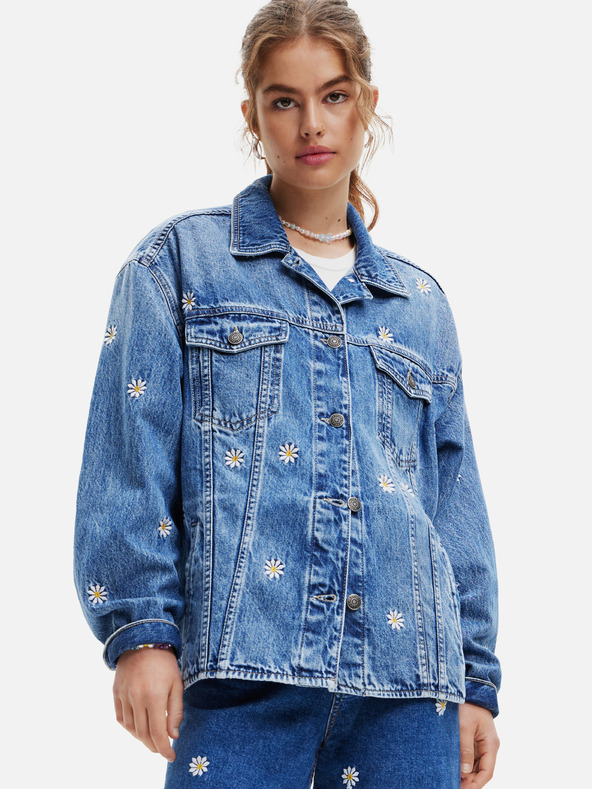 Desigual Modrá dámská vzorovaná džínová bunda Desigual Aramis