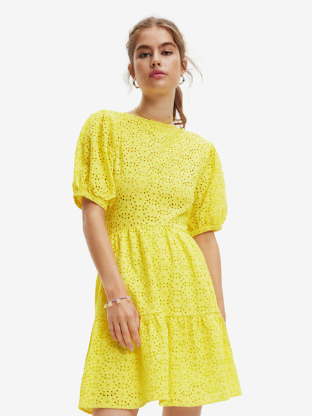 Desigual Žluté dámské vzorované šaty Desigual Limon