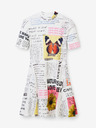 Desigual Bílé dámské vzorované šaty Desigual Newspaper