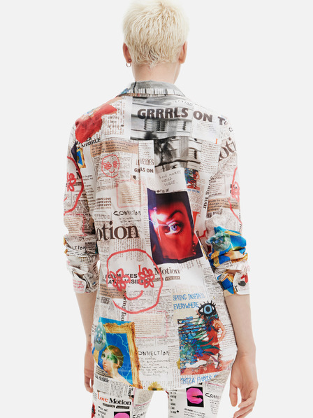 Desigual Bílá dámská vzorovaná košile Desigual Newspaper