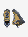 Keen Žluté dětské kožené kotníkové outdoorové boty Keen Redwood Mid