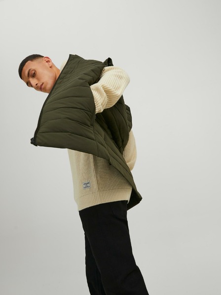 Jack & Jones Khaki prošívaná vesta Jack & Jones