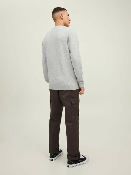 Jack & Jones Světle šedý žebrovaný basic svetr Jack & Jones Otto