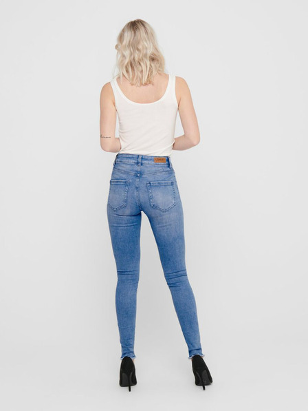 ONLY Modré skinny fit džíny s roztřepenými lemy ONLY Blush