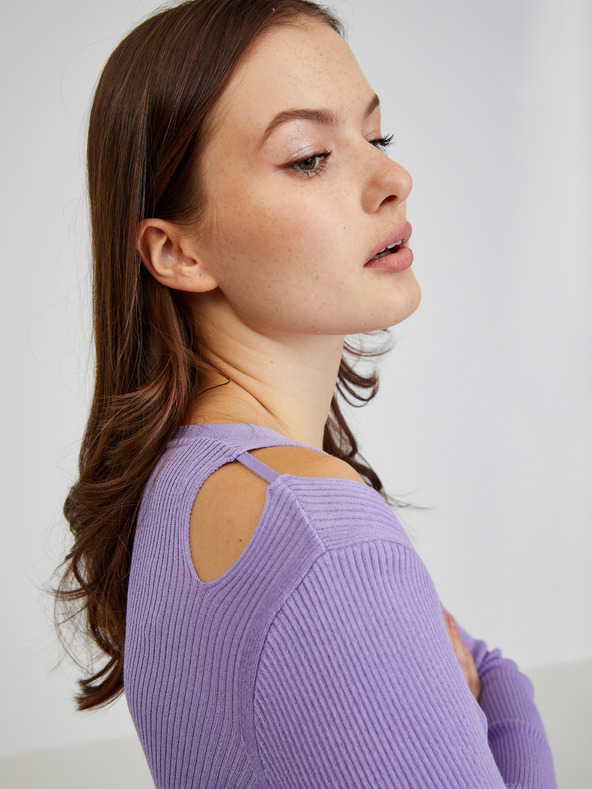 Orsay Fialový dámský kardigan s průstřihy ORSAY