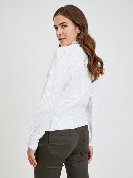 Orsay Bílý dámský žebrovaný svetr s ozdobnými knoflíky ORSAY