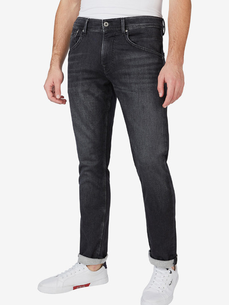Pepe Jeans Černé pánské straight fit džíny Pepe Jeans Track