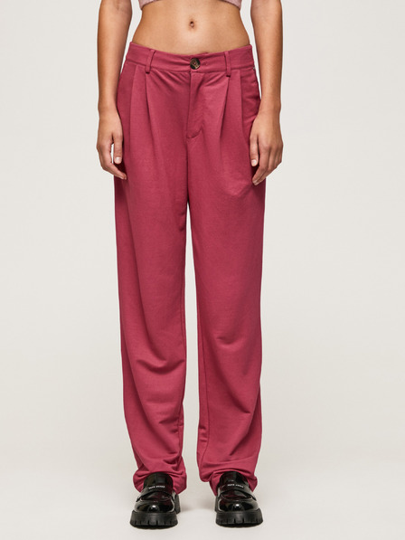 Pepe Jeans Tmavě růžové dámské kalhoty Pepe Jeans Colette