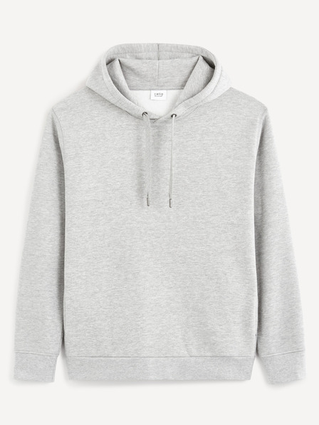 Celio Šedá pánská basic mikina s kapucí Celio