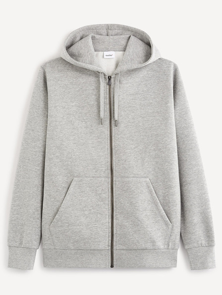 Celio Světle šedá basic mikina s kapucí Celio Vethree