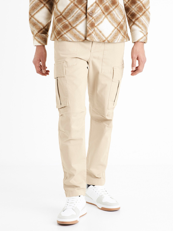 Celio Béžové pánské cargo kalhoty Celio Dogo
