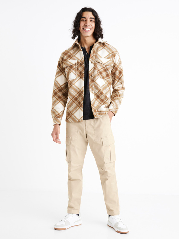 Celio Béžové pánské cargo kalhoty Celio Dogo