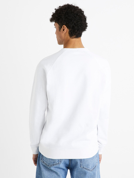 Celio Bílá pánská bavlněná basic mikina Celio Debiais