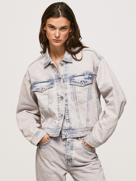 Pepe Jeans Modro-bílá dámská oversize džínová bunda Pepe Jeans Turner Rose