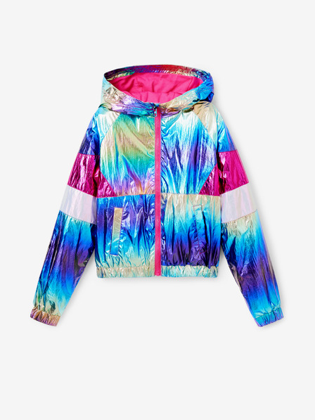 Desigual Růžovo-modrá holčičí metalická bunda Desigual Rainbow